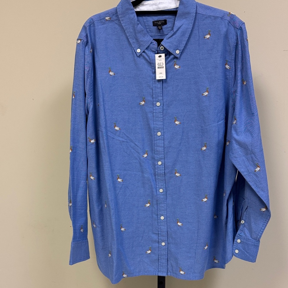 Talbots Blue Button Down Shirt with Embroidered M… - image 1